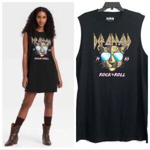 Def Leppard Rock and Roll Women's Black Sleeveless Graphic T-Shirt Dress sz XS